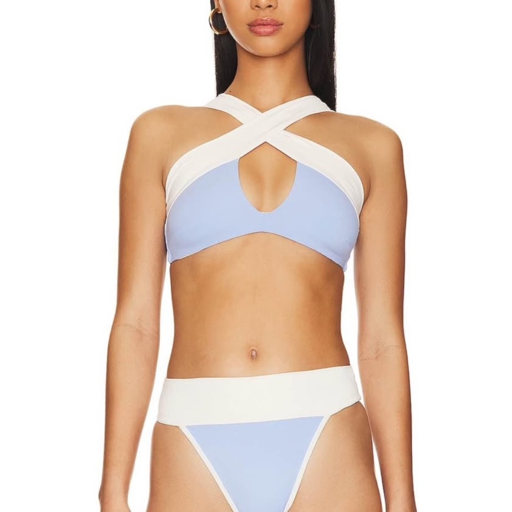 NWT KYA Revolve reversible bikini set periwinkle blue/white